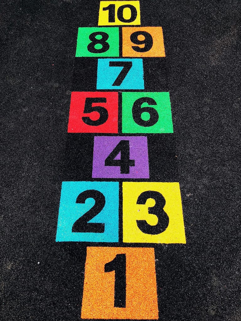 Numbers game on kids playground
